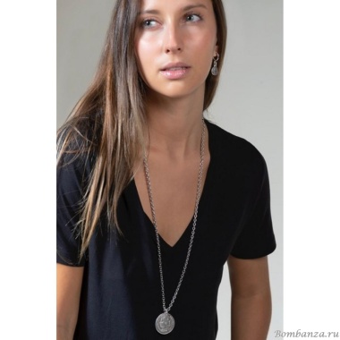 Колье Ciclon, Giselle, с монетой, металл, CN-245809 серебристый